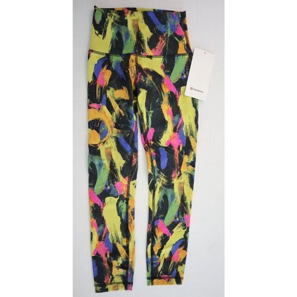 Lululemon Women's Sz 2 Black Multi Wunder Train High Rise Crop 23” Leggings - Picture 1 of 13